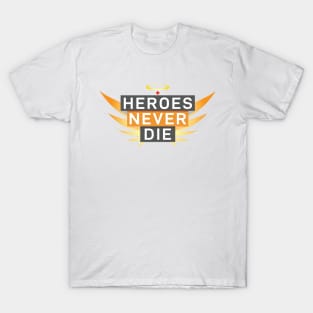 Mercy Heroes Never Die art logo design T-Shirt